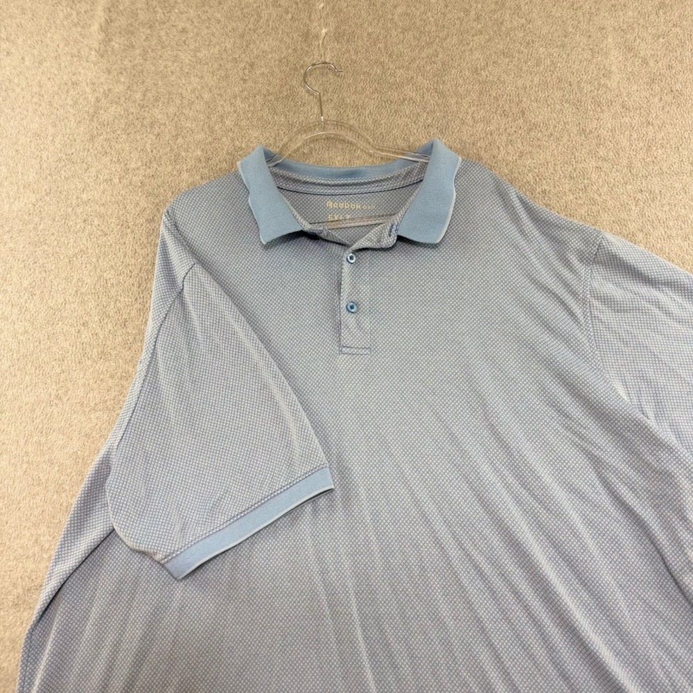 Reebok Golf Polo Shirt Mens 5XLT Light Blue Textured Short Sleeve Athletic